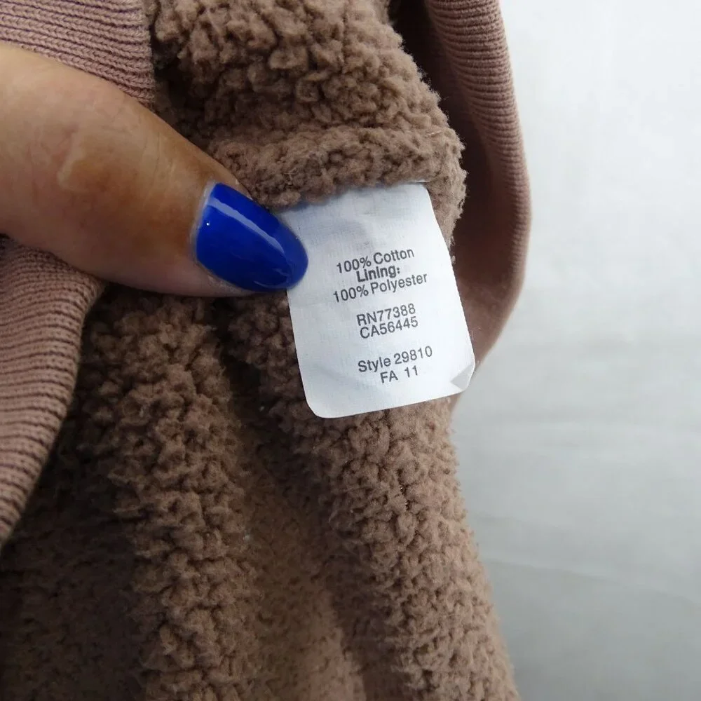 J Crew Brown Dusty Rose Full Zip Hoodie Fleece Lined Jacket Women Size L 29810 - Picture 5 of 9